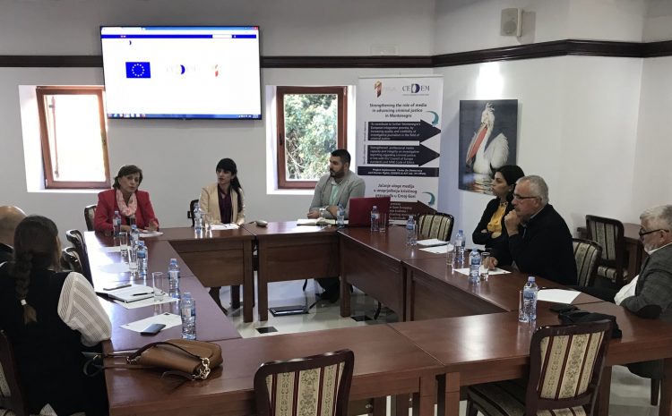  Održan drugi radni sastanak u okviru projekta „Jačanje uloge medija u unapređenju krivičnog pravosuđa u Crnoj Gori“.