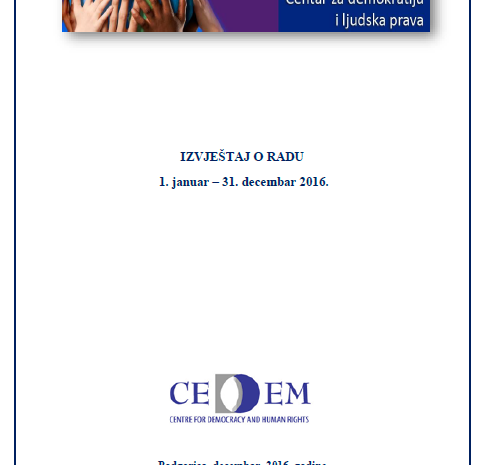  CEDEM je objavio godišnji izvještaj o radu za 2016. godinu