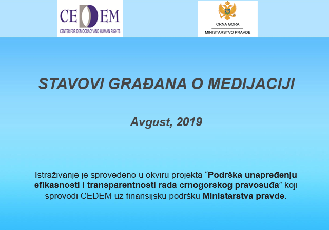  Published results of the research “Citizens’ attitudes towards mediation”