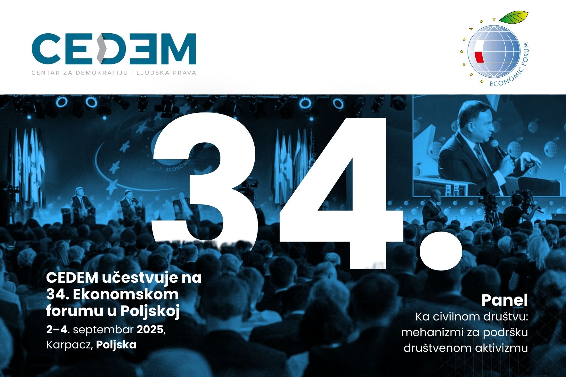 CEDEM učestvuje na 34. Ekonomskom forumu u Poljskoj